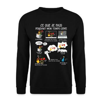 Cuisine Passion Mon Temps Libre - Sweat-shirt Unisexe - noir - Devant - Alina (178cm) & Michal (187cm)