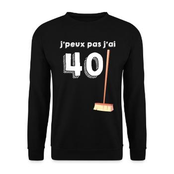 Anniversaire 40 ans Expression 40 Balais humour - Sweat-shirt Unisexe - noir - Devant - Alina (178cm) & Michal (187cm)