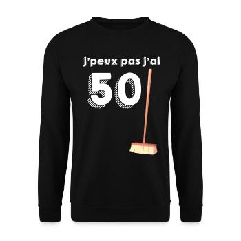 50 Balais Idée Cadeau Anniversaire 50 Ans - Sweat-shirt Unisexe - noir - Devant - Alina (178cm) & Michal (187cm)