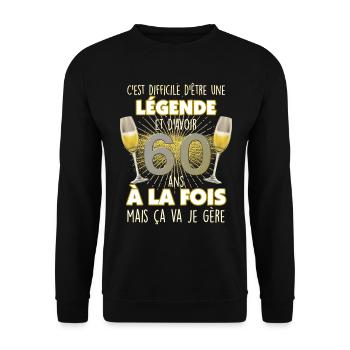 Anniversaire 60 ans Légende - Sweat-shirt Unisexe - noir - Devant - Alina (178cm) & Michal (187cm)
