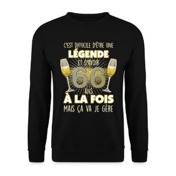 Anniversaire 66 ans Légende Citation Papa Maman - Sweat-shirt Unisexe - noir - Devant - Alina (178cm) & Michal (187cm)