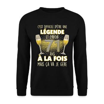 Papy et mamie légende 71 ans Idée Cadeau - Sweat-shirt Unisexe - noir - Devant - Alina (178cm) & Michal (187cm)