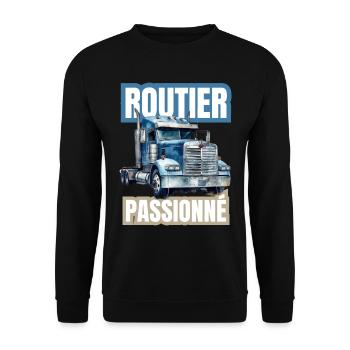 routier passionné - Sweat-shirt Unisexe - noir - Devant - Alina (178cm) & Michal (187cm)
