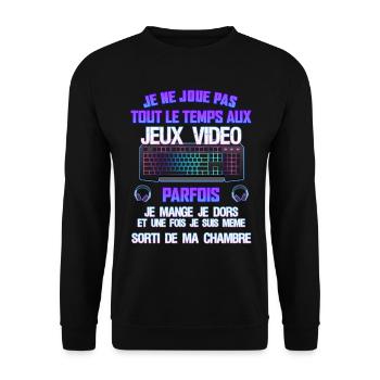 Je ne joue pas tout le temps aux jeux vidéo - Sweat-shirt Unisexe - noir - Devant - Alina (178cm) & Michal (187cm)