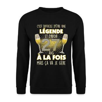 L'anniversaire d'une légende de 27 ans - Sweat-shirt Unisexe - noir - Devant - Alina (178cm) & Michal (187cm)
