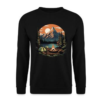 Forest Nature Trekking Adventure - Unisex Sweatshirt - black - Front - Alina (178cm) & Michal (187cm)