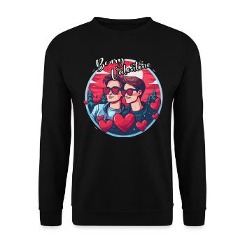 LGBT Gay Valentinstag Idee für Schwule - Unisex Pullover - Schwarz - Vorne - Alina (178cm) & Michal (187cm)