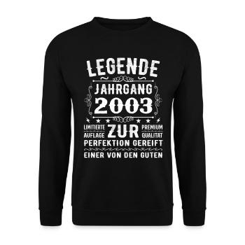 Legend - Vintage 2003 - Matured to perfection - Unisex Sweatshirt - black - Front - Alina (178cm) & Michal (187cm)
