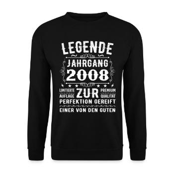 Legend - Vintage 2008 - Matured to perfection - Unisex Sweatshirt - black - Front - Alina (178cm) & Michal (187cm)