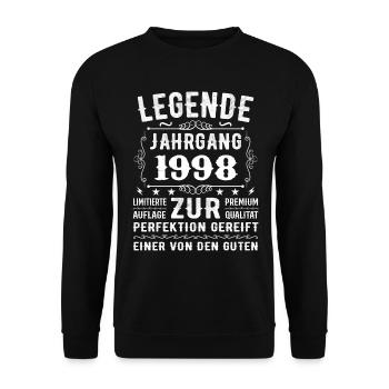 Legende - Jahrgang 1998 - Zur Perfektion Gereift - Unisex Pullover - Schwarz - Vorne - Alina (178cm) & Michal (187cm)