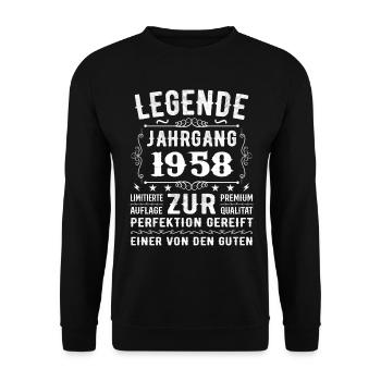 Legend - Vintage 1958 - Matured to perfection - Unisex Sweatshirt - black - Front - Alina (178cm) & Michal (187cm)