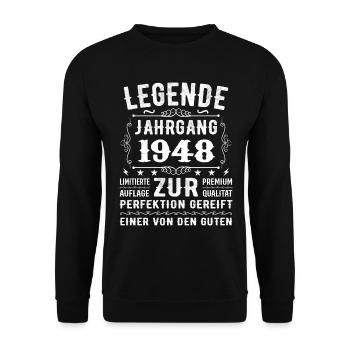 Légende - Millésime 1948 - Affiné à la perfection - Sweat-shirt Unisexe - noir - Devant - Alina (178cm) & Michal (187cm)