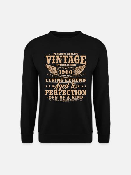Vintage 1960 Jahrgang Geburtstag Retro Geschenk - Unisex Pullover - Schwarz