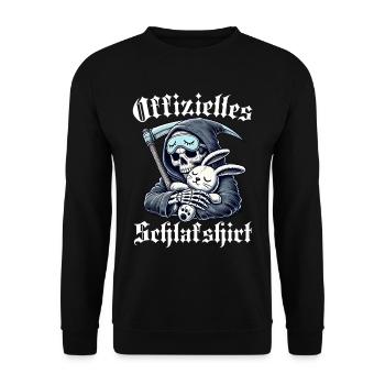 Lustiges Offizielles Schlafshirt mit Reaper - Unisex Pullover - Schwarz - Vorne - Alina (178cm) & Michal (187cm)