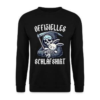 Lustiges Offizielles Schlafshirt mit Reaper - Unisex Pullover - Schwarz - Vorne - Alina (178cm) & Michal (187cm)