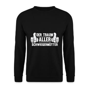 Schwiegermutter Traum Schwiegersohn - Unisex Pullover - Schwarz - Vorne - Alina (178cm) & Michal (187cm)