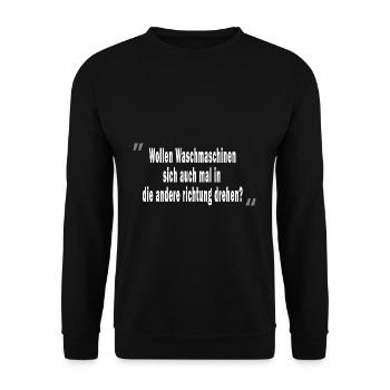 Wollen Waschmaschinen sich auch mal in die andere - Unisex Pullover - Schwarz - Vorne - Alina (178cm) & Michal (187cm)