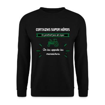 Certains super héros ne portent pas de cape. - Sweat-shirt Unisexe - noir - Devant - Alina (178cm) & Michal (187cm)