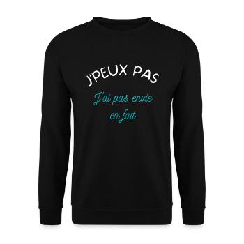 J peux pas j'ai pas envie en fait - Sweat-shirt Unisexe - noir - Devant - Alina (178cm) & Michal (187cm)