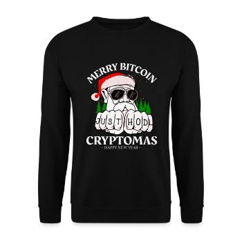 BITCOIN CHRISTMAS MERRY CRYPTOMAS JUST HODL IT - Unisex Sweatshirt - black - Front - Alina (178cm) & Michal (187cm)