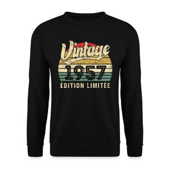 Cadeau D’anniversaire Vintage 1957 Édition Limitée - Sweat-shirt Unisexe - noir - Devant - Alina (178cm) & Michal (187cm)