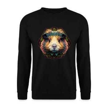 Farbenfrohes Meerschweinchen Kopf Artwork - Unisex Pullover - Schwarz - Vorne - Alina (178cm) & Michal (187cm)