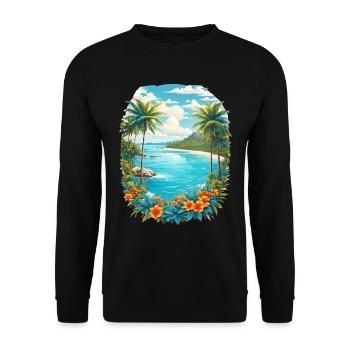 Karibik Insel - Unisex Pullover - Schwarz - Vorne - Alina (178cm) & Michal (187cm)