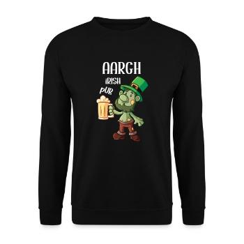 Irish Pub Aargh Patricks Day - Unisex Pullover - Schwarz - Vorne - Alina (178cm) & Michal (187cm)