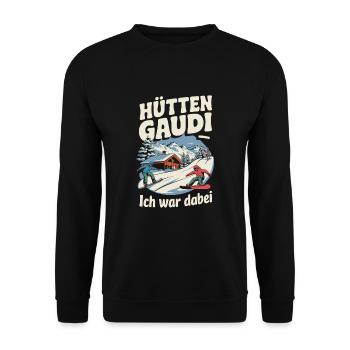 Hütten Gaudi Lustiges Ski - Unisex Pullover - Schwarz - Vorne - Alina (178cm) & Michal (187cm)
