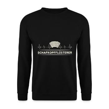 Schafkopf Flüsterer Kartenspiel Herzschlag - Unisex Pullover - Schwarz - Vorne - Alina (178cm) & Michal (187cm)