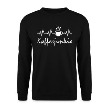 Kaffeejunkie Herzschlag EKG Puls Tasse Kaffee Love - Unisex Pullover - Schwarz - Vorne - Alina (178cm) & Michal (187cm)