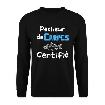 pêcheur de carpes certifié, cadeau homme pêche - Sweat-shirt Unisexe - noir - Devant - Alina (178cm) & Michal (187cm)