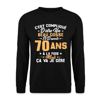 Cadeau d'anniversaire Beau gosse et d'avoir 70 ans - Sweat-shirt Unisexe - noir - Devant - Alina (178cm) & Michal (187cm)