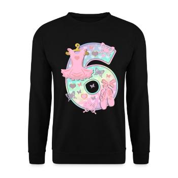 Ballerina 6. Geburtstagsparty Nummer 6 - 6 Jahre - Unisex Pullover - Schwarz - Vorne - Alina (178cm) & Michal (187cm)