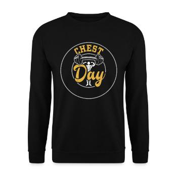 Chest Day - Gym - Unisex Sweatshirt - black - Front - Alina (178cm) & Michal (187cm)