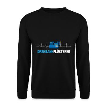 Drechselmaschine Drehbank Herzschlag - Unisex Pullover - Schwarz - Vorne - Alina (178cm) & Michal (187cm)