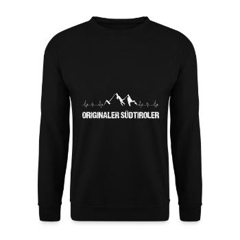 Echter Südtiroler Herzschlag Berge Tiroler - Unisex Pullover - Schwarz - Vorne - Alina (178cm) & Michal (187cm)