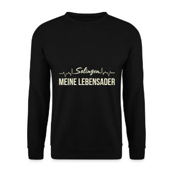 Solingen Meine Lebensader Heimatverbunden Solinger - Unisex Pullover - Schwarz - Vorne - Alina (178cm) & Michal (187cm)