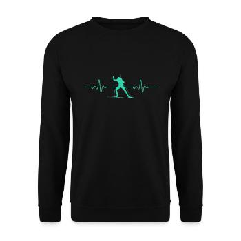 HEARTBEAT CROSS-COUNTRY SKIING FUNNY CROSS-COUNTRY SKIERS GIFT - Unisex Sweatshirt - black - Front - Alina (178cm) & Michal (187cm)