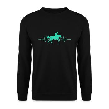 HEARTBEAT RIDING FUNNY HORSES RIDER GIFT - Unisex Sweatshirt - black - Front - Alina (178cm) & Michal (187cm)