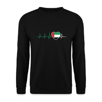 HERZSCHLAG DUBAI ARABISCHE EMIRATE FLAGGE GESCHENK - Unisex Pullover - Schwarz - Vorne - Alina (178cm) & Michal (187cm)