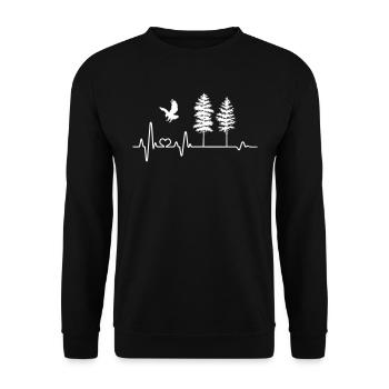 Herzschlag Adler Natur Wildnis Wald Baum Bäume EKG - Unisex Pullover - Schwarz - Vorne - Alina (178cm) & Michal (187cm)