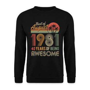 Août 1981 né 40 anniversaire Rétro Vintage - Sweat-shirt Unisexe - noir - Devant - Alina (178cm) & Michal (187cm)