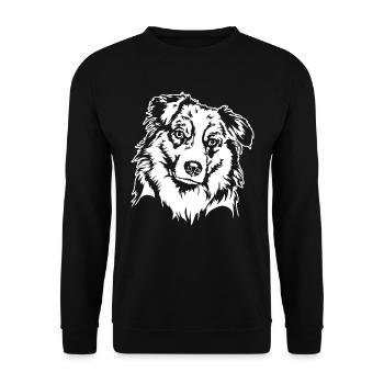 AUSTRALIAN SHEPHERD Dogs Portrait Dog Wilsigns - Unisex Sweatshirt - black - Front - Alina (178cm) & Michal (187cm)