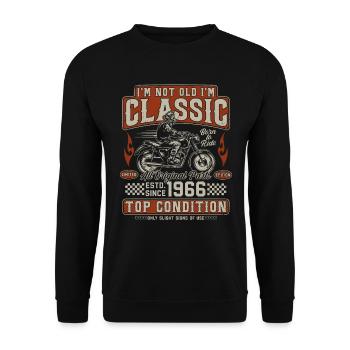 Moto rétro vintage classique de 1966 - Sweat-shirt Unisexe - noir - Devant - Alina (178cm) & Michal (187cm)