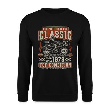 Moto rétro vintage classique 1979 - Sweat-shirt Unisexe - noir - Devant - Alina (178cm) & Michal (187cm)