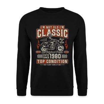 Moto rétro vintage classique des années 1980 - Sweat-shirt Unisexe - noir - Devant - Alina (178cm) & Michal (187cm)