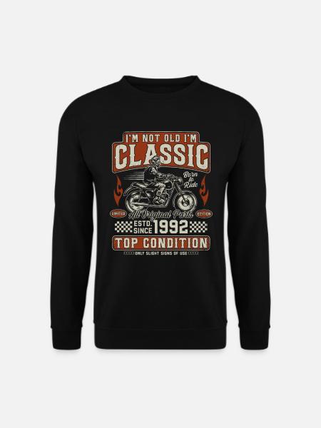 Moto rétro vintage classique de 1992 - Sweat-shirt Unisexe - noir