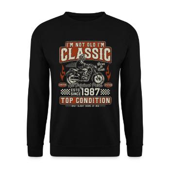 Classique 1987 Vintage Vintage Rétro Moto - Sweat-shirt Unisexe - noir - Devant - Alina (178cm) & Michal (187cm)
