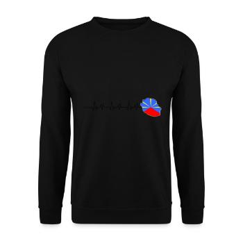 Flaggenkarte La Réunion Heartbeat - Unisex Pullover - Schwarz - Vorne - Alina (178cm) & Michal (187cm)